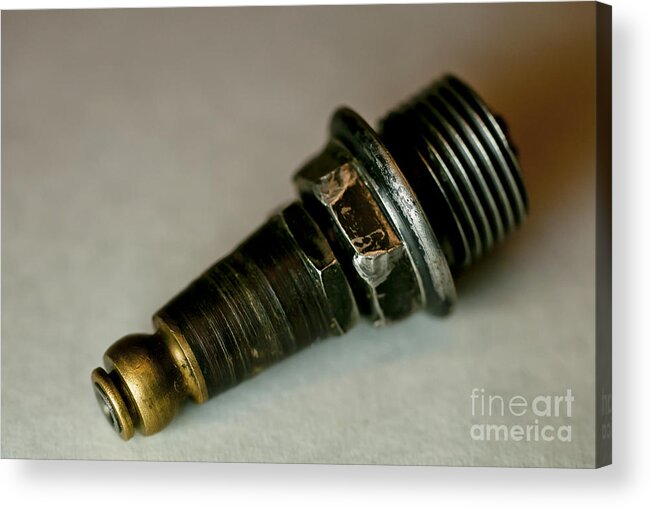 Motorcycle Spark Plugs Acrylic Print featuring the photograph Rusty Old Spark Plugs by Wilma Birdwell