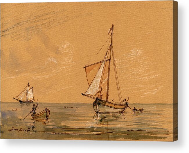 Sail Ship Acrylic Print featuring the painting Sail ship by Juan Bosco
