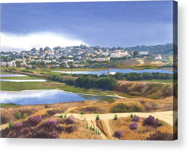 San Elijo Acrylic Print featuring the painting San Elijo and Manchester Ave by Mary Helmreich