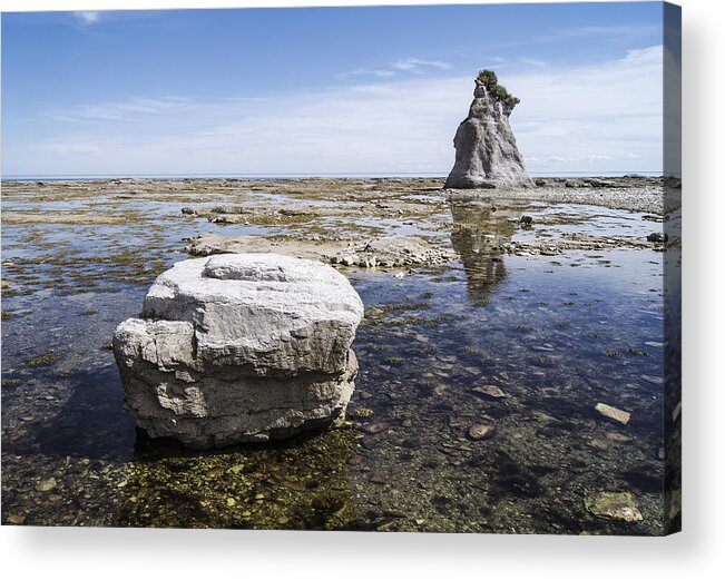 Color Acrylic Print featuring the photograph Sculpted rock on Naked Isld by Arkady Kunysz