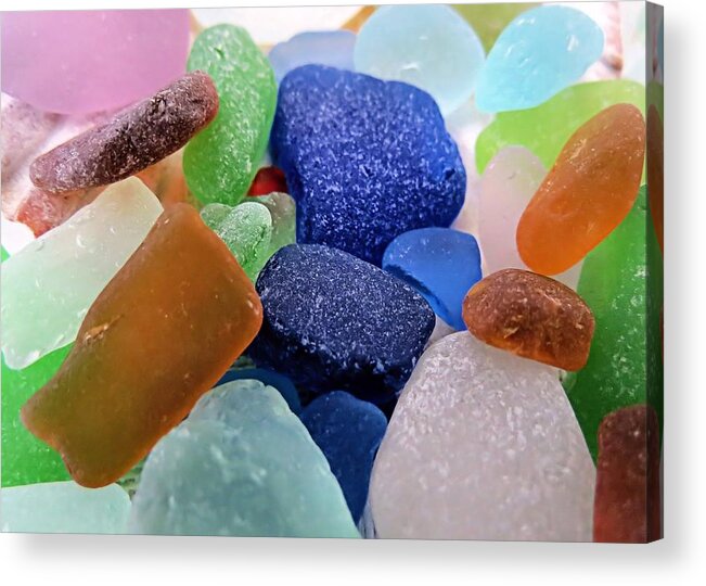 Sea Glass Acrylic Print featuring the photograph Sea Glass of Many Colors by Janice Drew