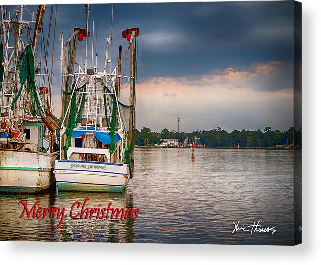 Palm Acrylic Print featuring the digital art Season's Shrimping by Michael Thomas