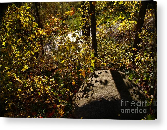 River Acrylic Print featuring the photograph Shadows On The Pulpit Stone by Linda Shafer