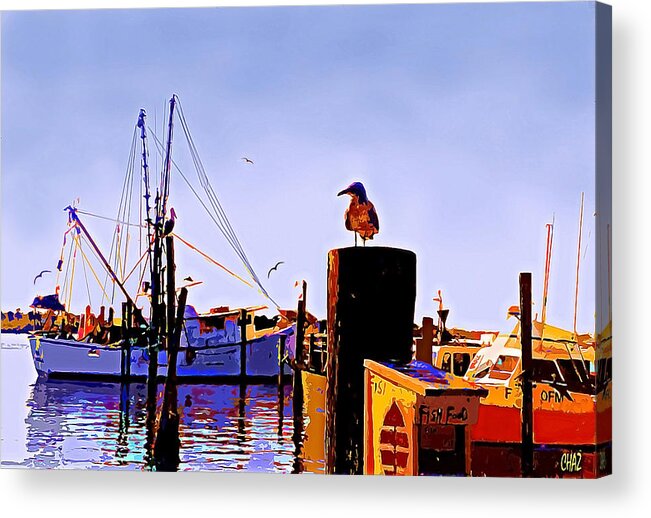 Boat Acrylic Print featuring the painting Shrimp Boat At Dock by CHAZ Daugherty