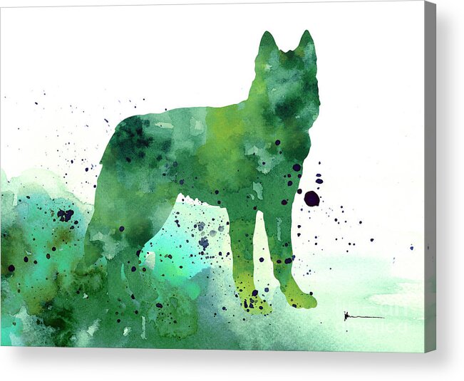 Siberian husky dog silhouette watercolor art print painting Acrylic Print  by Joanna Szmerdt - Pixels