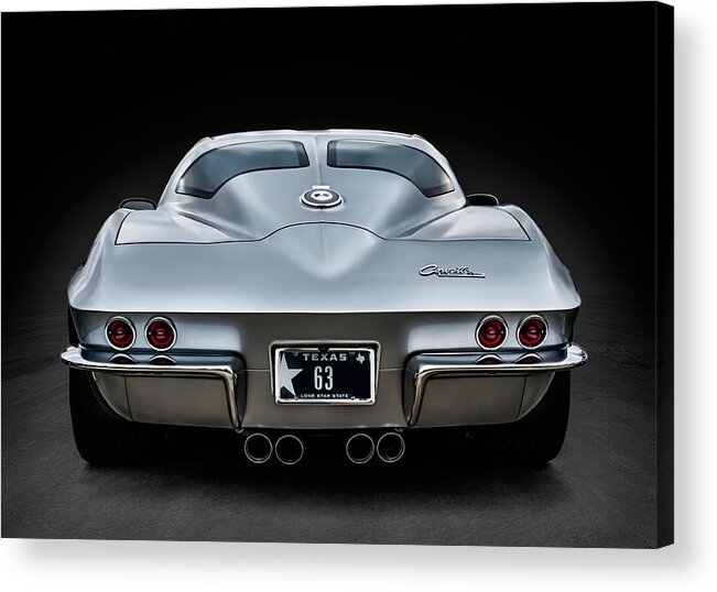 Corvette Acrylic Print featuring the digital art Silver '63 by Douglas Pittman