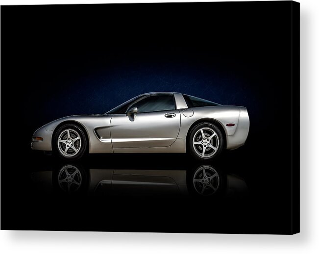 Corvette Acrylic Print featuring the digital art Silver C5 by Douglas Pittman