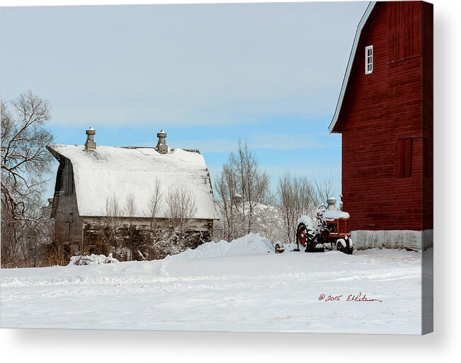 Winter Scene Acrylic Print featuring the photograph Snow Barns by Ed Peterson