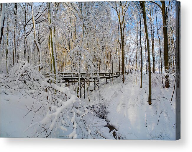 Snow Bridge Acrylic Print featuring the photograph Snow Bridge by Raymond Salani III