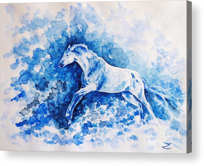 Horse Acrylic Print featuring the painting Snow Ghost by Zaira Dzhaubaeva