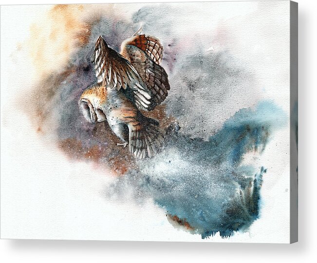 Owl Acrylic Print featuring the painting Snow Patrol by Peter Williams