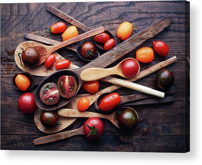 Food Acrylic Print featuring the photograph Spoons&tomatoes by Aleksandrova Karina