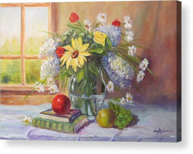 Floral Acrylic Print featuring the painting Spring Bouquet by Jean Costa