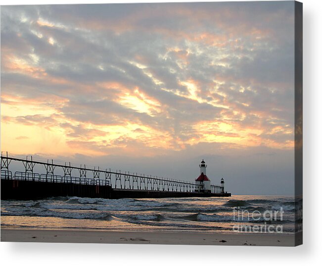 Lighthouse Acrylic Print featuring the photograph St Joseph Lighthouse in Spring by Brett Maniscalco