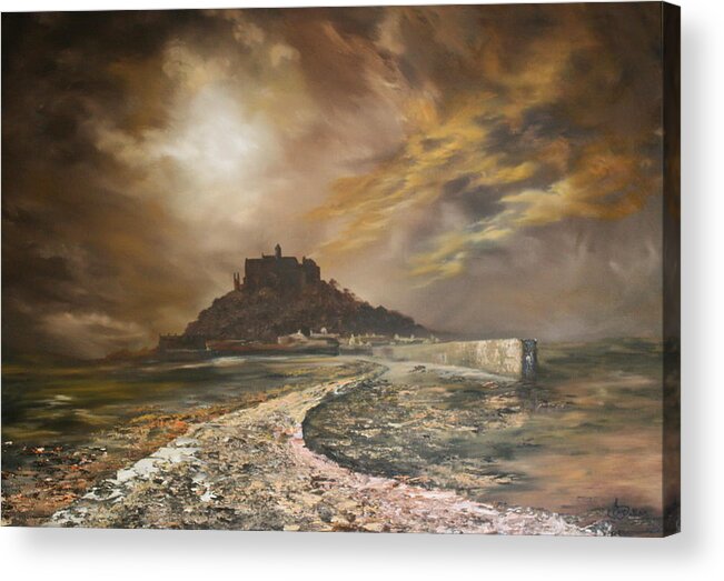 St Michaels Mount Acrylic Print featuring the painting St Michaels Mount Cornwall by Jean Walker