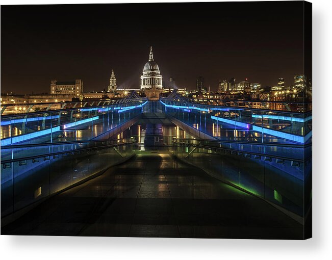 London Millennium Footbridge Acrylic Print featuring the photograph St Pauls Cathedral,millennium by Scott Baldock
