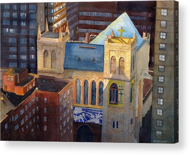 Church Acrylic Print featuring the painting St Pauls NYC by Gerald Carpenter