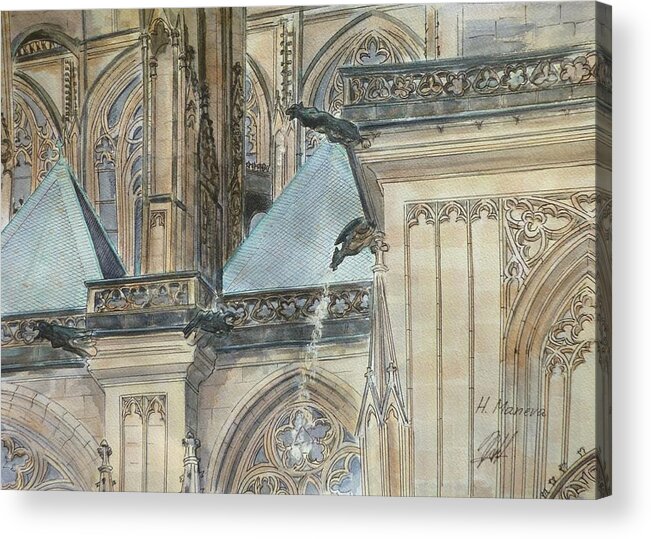 Architecture Acrylic Print featuring the painting St. Vitus Cathedral II by Henrieta Maneva