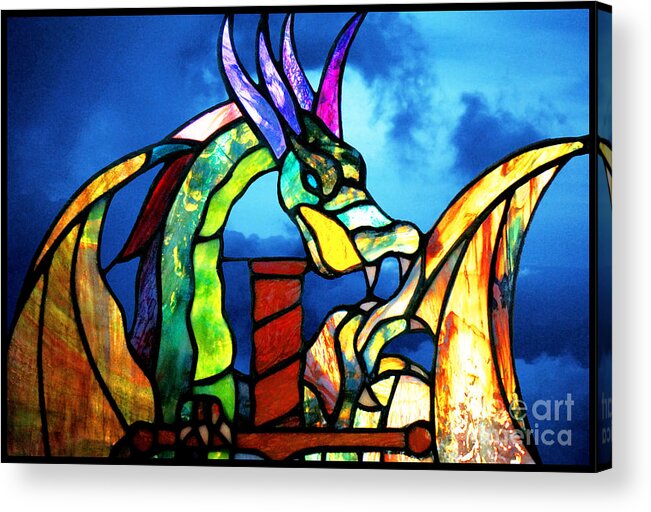 Dragon Acrylic Print featuring the photograph Stained Glass Dragon by Ellen Cotton