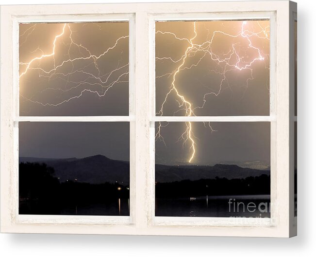 Lightning Acrylic Print featuring the photograph Stormy Night Window View by James BO Insogna