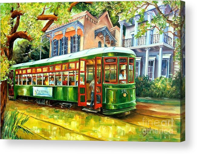 New Orleans Acrylic Print featuring the painting Streetcar on St.Charles Avenue by Diane Millsap