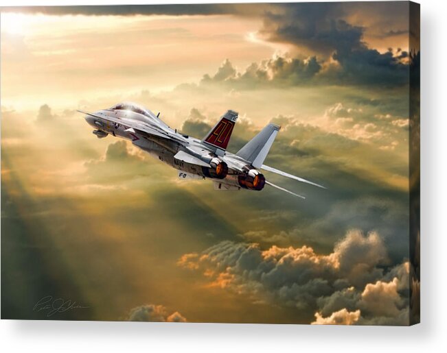 Aviation Acrylic Print featuring the digital art Sun Catcher Tomcat by Peter Chilelli