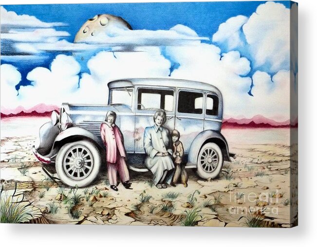 Surreal Drawing Of Desert Acrylic Print featuring the drawing Sunday Drive by David Neace CPX