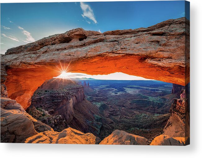 Canyonlands Acrylic Print featuring the photograph Sunrise At Mesa Arch by Michael Zheng