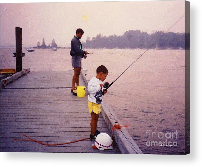 Fishing Acrylic Print featuring the painting Sunrise Fishing by RC DeWinter