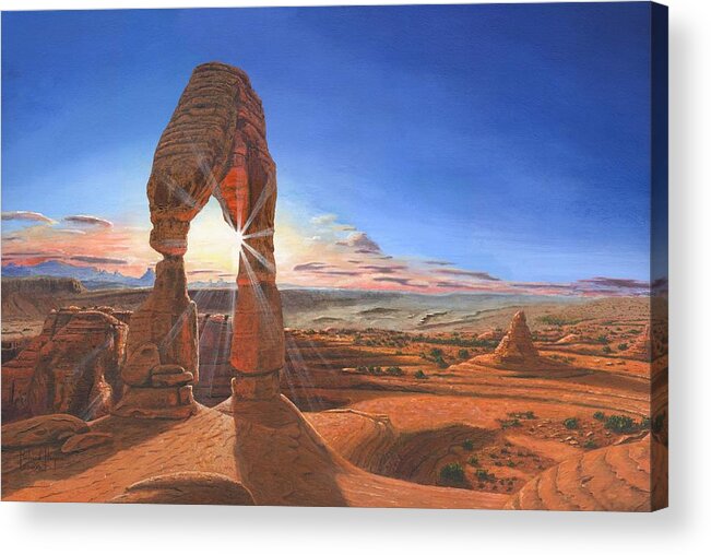 #faatoppicks Acrylic Print featuring the painting Sunset at Delicate Arch Utah by Richard Harpum