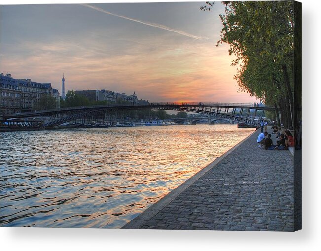 Seine Acrylic Print featuring the photograph Sunset on the Seine by Jennifer Ancker
