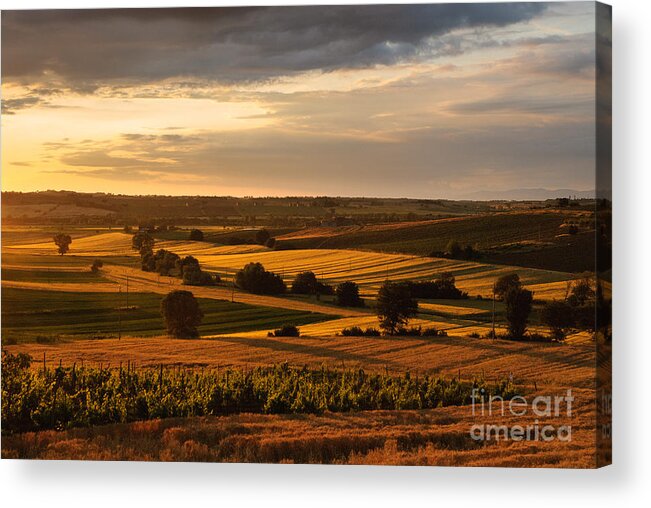 Europa Acrylic Print featuring the photograph Sunset over the umbrian countryside at Paciano by Peter Noyce