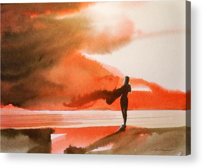 Water Travel Fantasy People Beach Evening Acrylic Print featuring the painting Suva by Ed Heaton