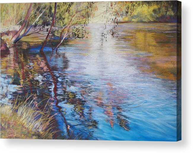 Lynda Robinson Acrylic Print featuring the painting Swirls and Ripples - Goulburn River by Lynda Robinson