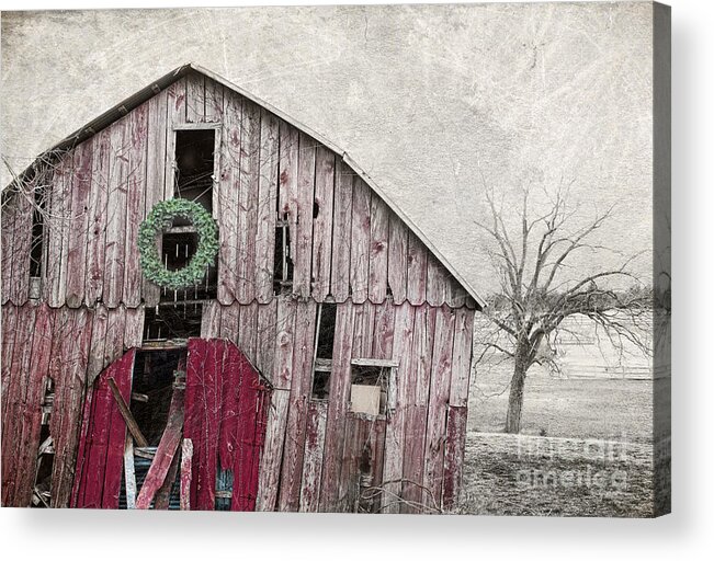 Red Barn Acrylic Print featuring the photograph Texas Manger by Elena Nosyreva