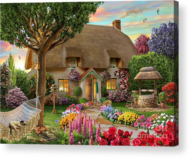 Thatched Cottage Acrylic Print featuring the digital art Thatched Cottage by MGL Meiklejohn Graphics Licensing