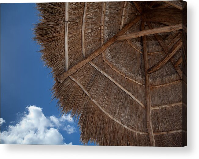 Beach Acrylic Print featuring the photograph Thatched Umbrella by Kyle Lee