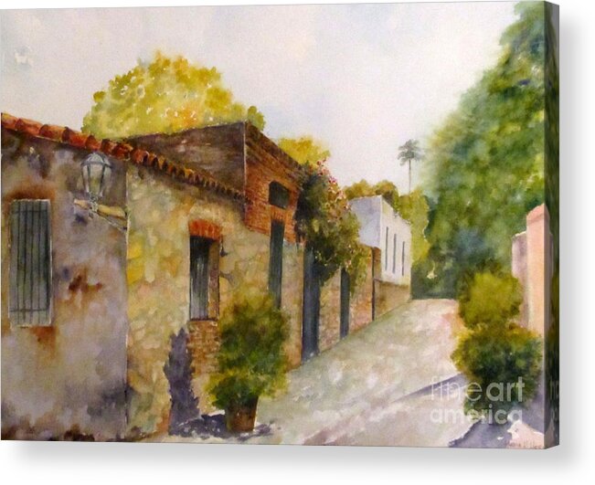 Stone Houses Acrylic Print featuring the painting The Corner House by Madie Horne