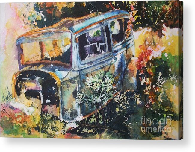 Studebaker Acrylic Print featuring the painting The Courting Car by Carol Losinski Naylor