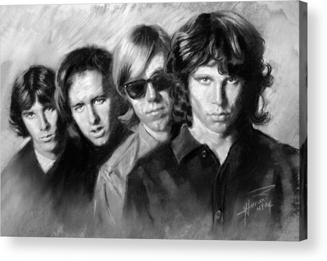 Jim Morrison Acrylic Print featuring the drawing The Doors by Viola El