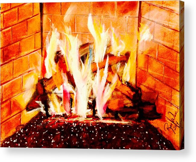 Fireplace Acrylic Print featuring the painting The Firepit by Renee Michelle Wenker