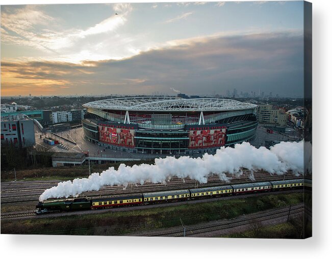 The Emirates Stadium Acrylic Print featuring the photograph The Flying Scotsman Travels The East by Justin Setterfield