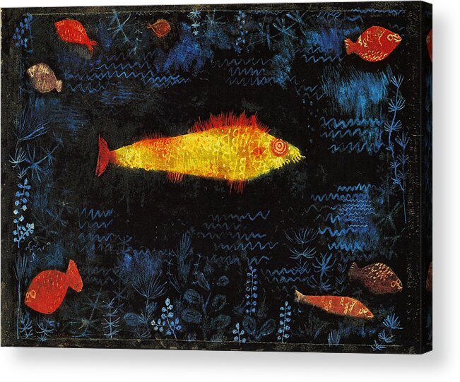 Paul Klee Acrylic Print featuring the painting The Goldfish by Paul Klee