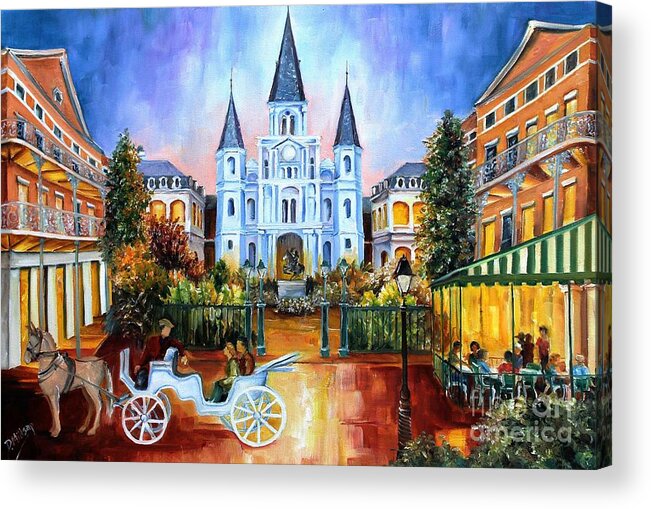 New Orleans Acrylic Print featuring the painting The Hours on Jackson Square by Diane Millsap