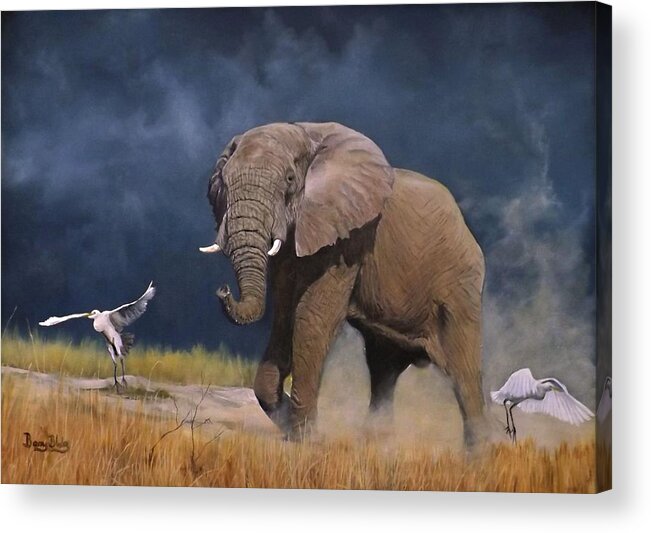 Elephant Acrylic Print featuring the painting The Journey by Barry BLAKE