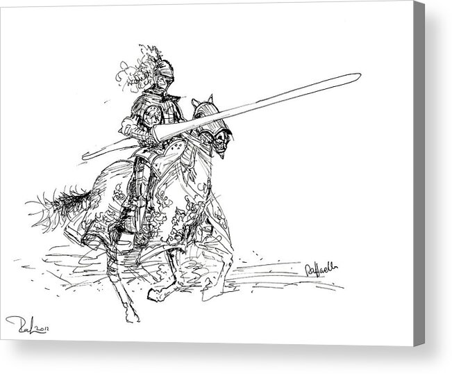 China Acrylic Print featuring the drawing The knight by Raffaella Lunelli