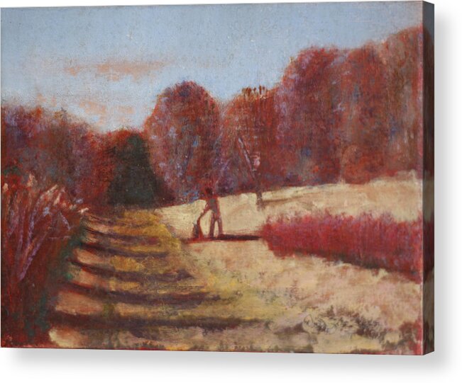 Impressionist Landscape Painting Acrylic Print featuring the painting The Land of Red by David Zimmerman