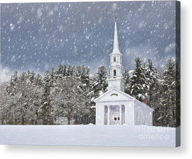 Chapel Acrylic Print featuring the photograph The Little Chapel in Winter by Jayne Carney