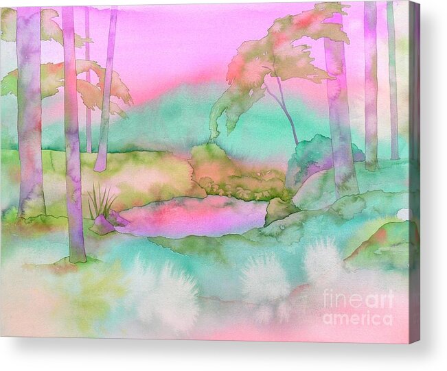 Watercolor Acrylic Print featuring the painting The Pond by Robert Hooper