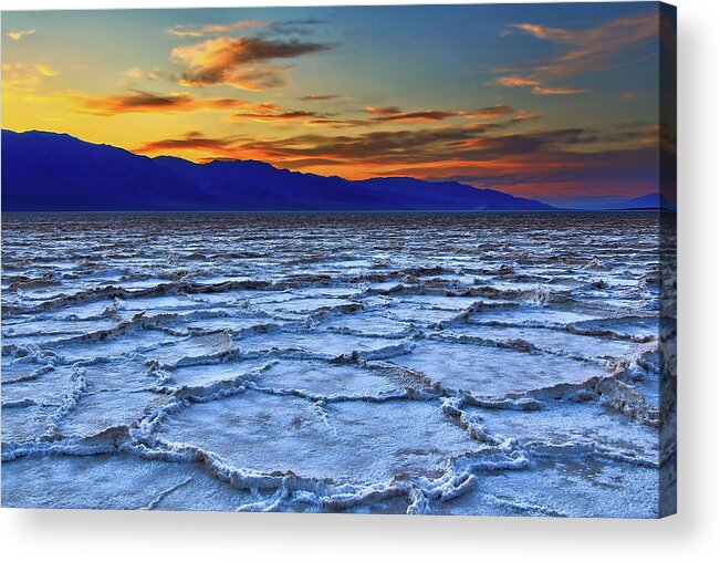 Tranquility Acrylic Print featuring the photograph The Salt Flats At Sunset by David Toussaint